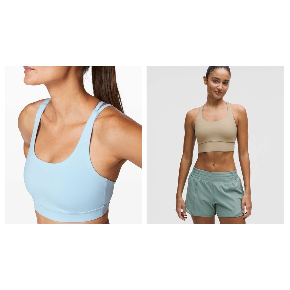 Lululemon Lot of 2 - Energy Longline Bra Medium Support Breezy Sheer Oak Size 2